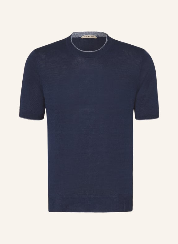 FIORONI Gebreid shirt met linnen DONKERBLAUW