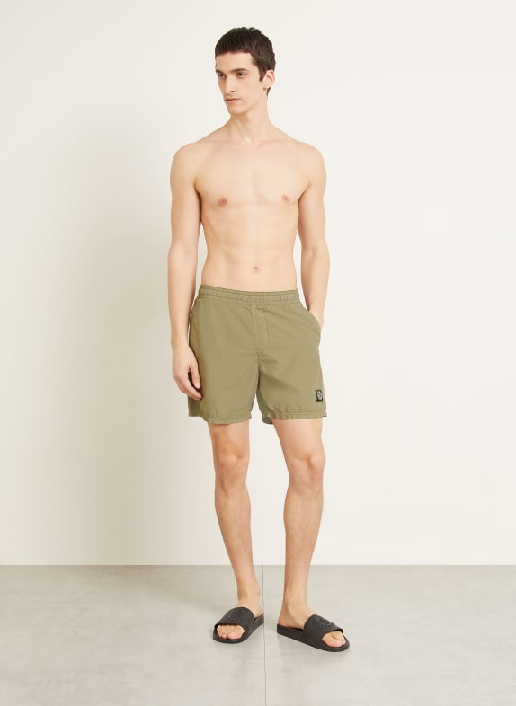 STONE ISLAND Zwemshorts OLIJF / CRÈME / ZWART