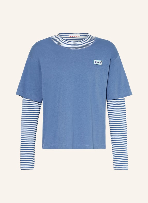 MARNI Long-sleeve shirt BLUE / WHITE