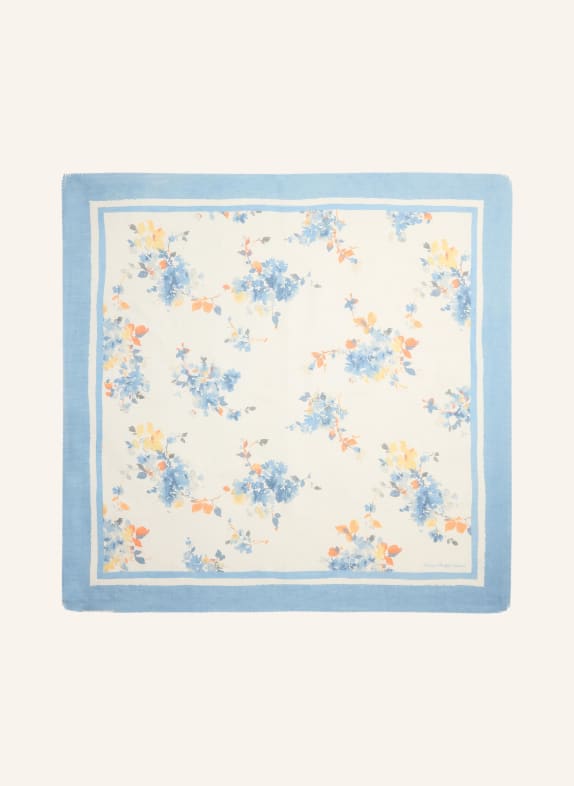 LAUREN RALPH LAUREN Chustka z lnu BIAŁY / POMARAŃCZOWY / JASNONIEBIESKI