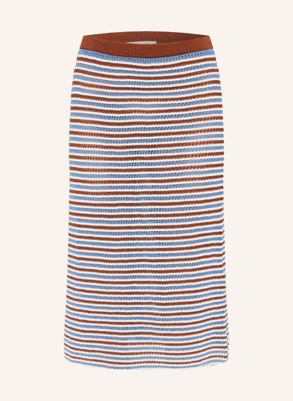 MARNI jupe en tricot CRÈME / MARRON / BLEU CLAIR