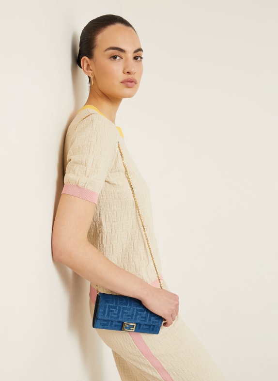 FENDI Portemonnee aan ketting BAGUETTE BLAUW / GOUD