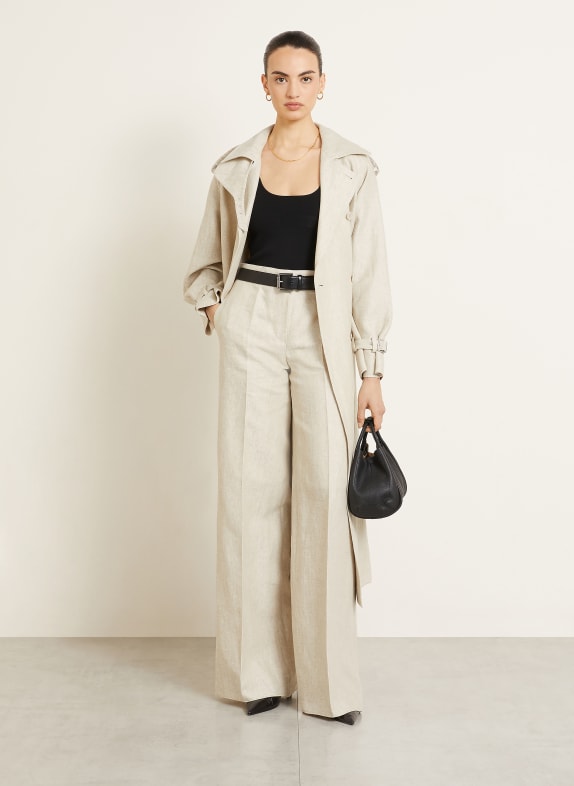 Max Mara Pantalon Marlene GINNICO en lin MARRON CLAIR