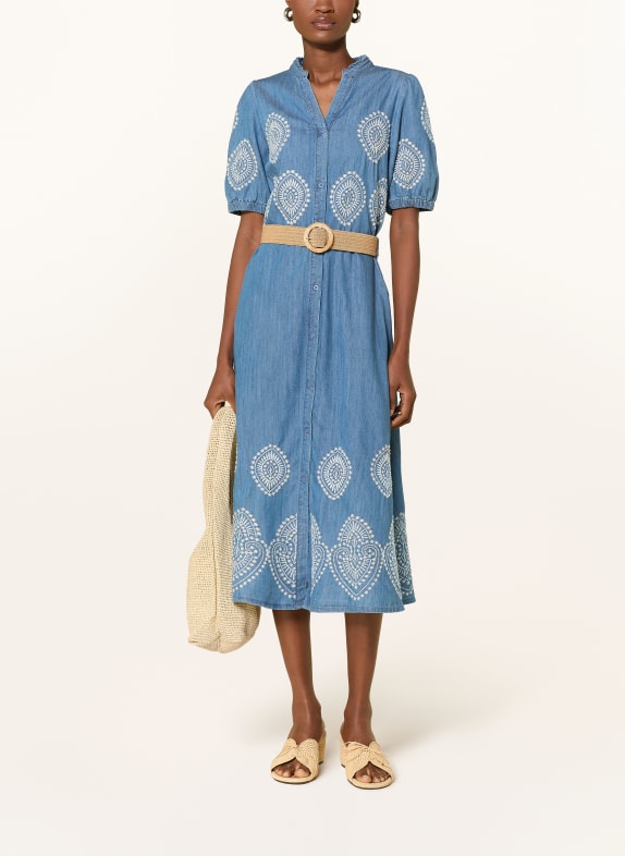 MORE & MORE Robe en jean BLEU / BLANC