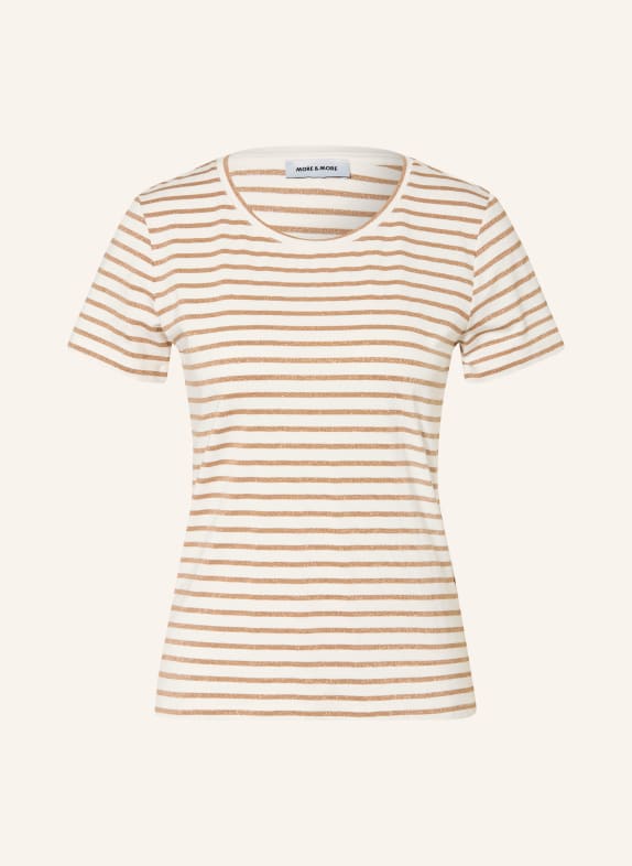 MORE & MORE T-Shirt mit Glitzergarn WEISS / GOLD / CAMEL