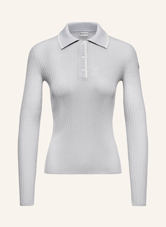 MONCLER Strick-Poloshirt HELLBLAU / WEISS