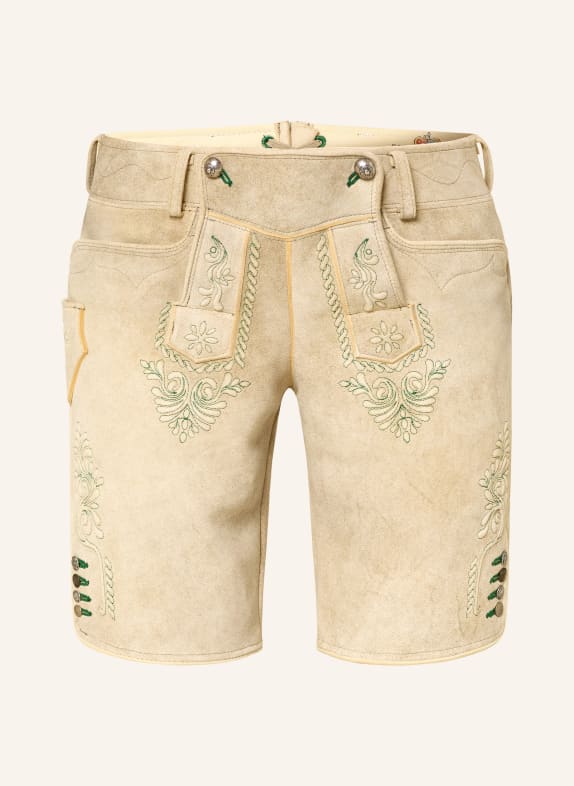 MEINDL Látkové kožené kalhoty DA.AUSSEER BÉŽOVÁ / ZELENÁ