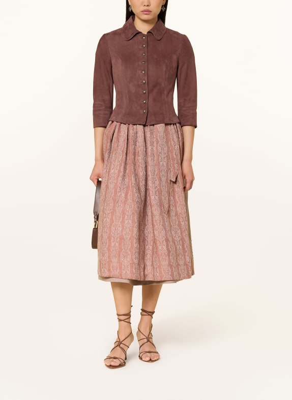 MEINDL Skórzana kurtka w stylu ludowym FLORENTINE z rękawami 3/4 CZERWONY