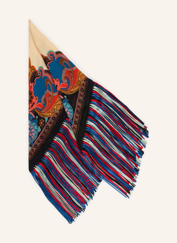 ETRO Dreieckstuch mit Seide BRAUN / CREME / ROT