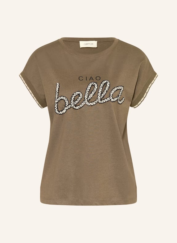 CARTOON T-shirt with glitter thread KHAKI / WHITE / BLACK