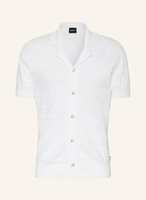 BOSS Strick-Resorthemd NOY Slim Fit WEISS