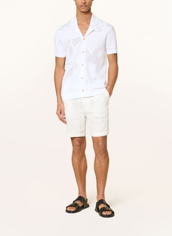 BOSS Strikket resortskjorte NOY Slim Fit HVID