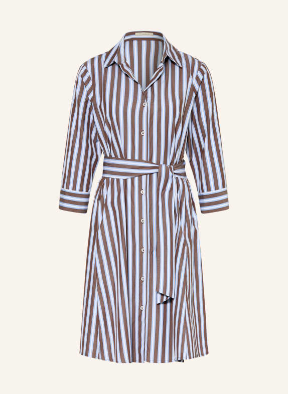 lilienfels Hemdblusenkleid mit 3/4-Arm DUNKELBRAUN / HELLBLAU / WEISS
