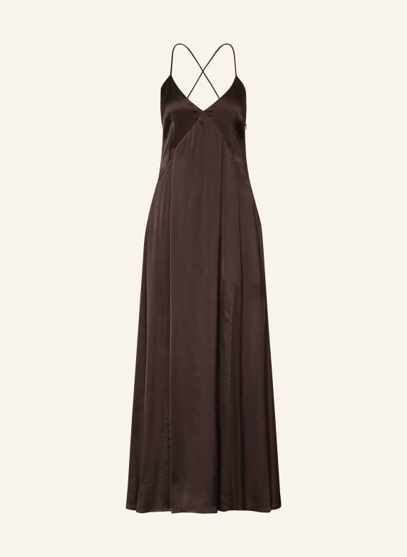 ottod'ame Satynowa sukienka CIEMNOBRĄZOWY