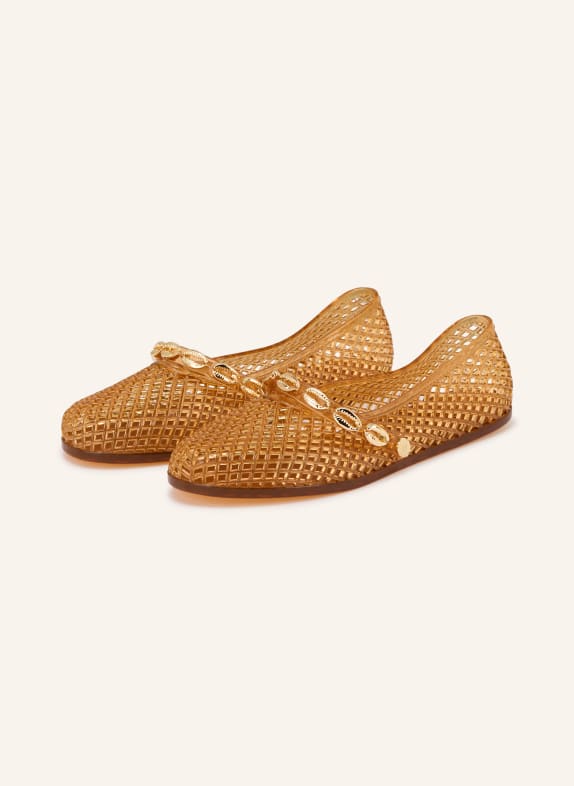 ANCIENT GREEK SANDALS Mary-Jane-Ballerinas IRO SHELLS HELLBRAUN / GOLD