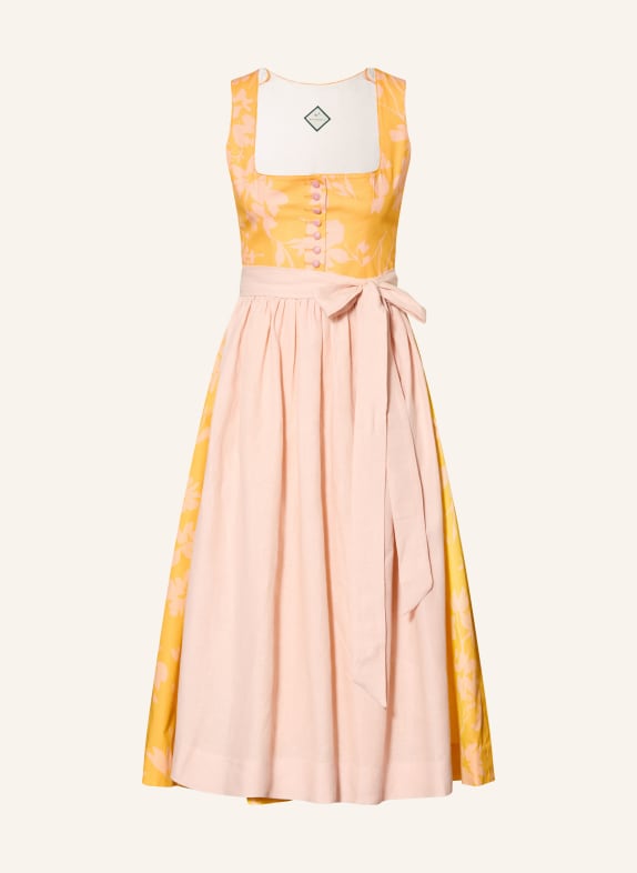 WALDORFF Dirndl CALENDULA met linnen DONKERGEEL / LICHTORANJE / GEEL