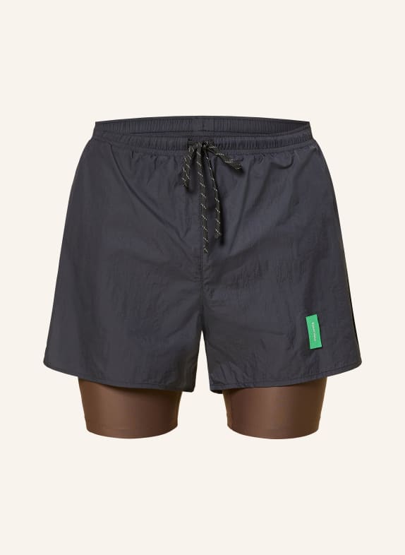 District Vision Běžecké šortky 2 v 1 ČERNÁ / HNĚDÁ / ZELENÁ