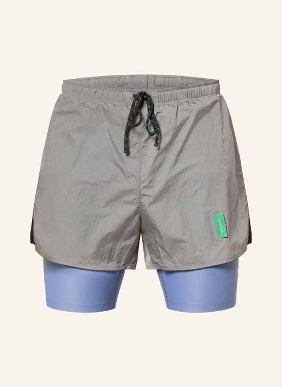 District Vision Běžecké šortky 2 v 1 ŠEDÁ / ZELENÁ / MODRÁ