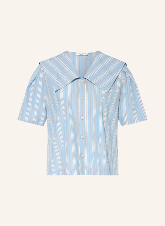 Marc O'Polo DENIM Košilová blůza TMAVĚ MODRÁ / TMAVĚ ORANŽOVÁ / BÍLÁ