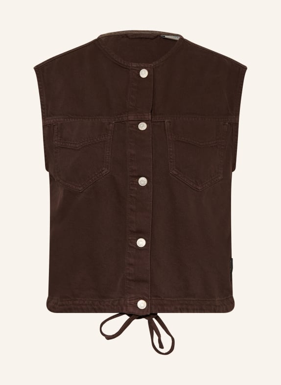 Marc O'Polo DENIM Kamizelka dżinsowa CIEMNOBRĄZOWY