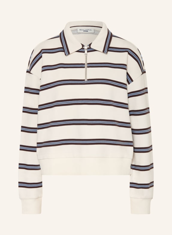 Marc O'Polo DENIM Sweat polo shirt CREAM / DARK BROWN / LIGHT BLUE