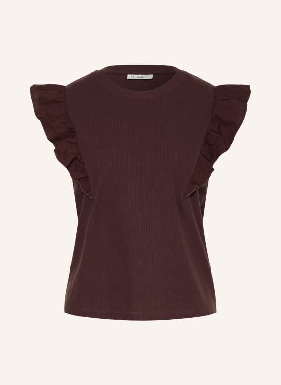 Marc O'Polo DENIM Top with ruffles DARK BROWN