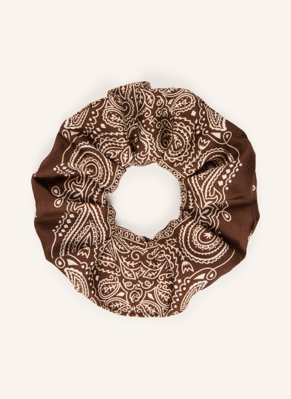 AENEIS Silk hair tie DARK BROWN / WHITE