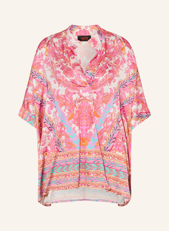 miss goodlife Bluzka z satyny MOCNORÓŻOWY / KREMOWY / JASKRAWY NIEBIESKI