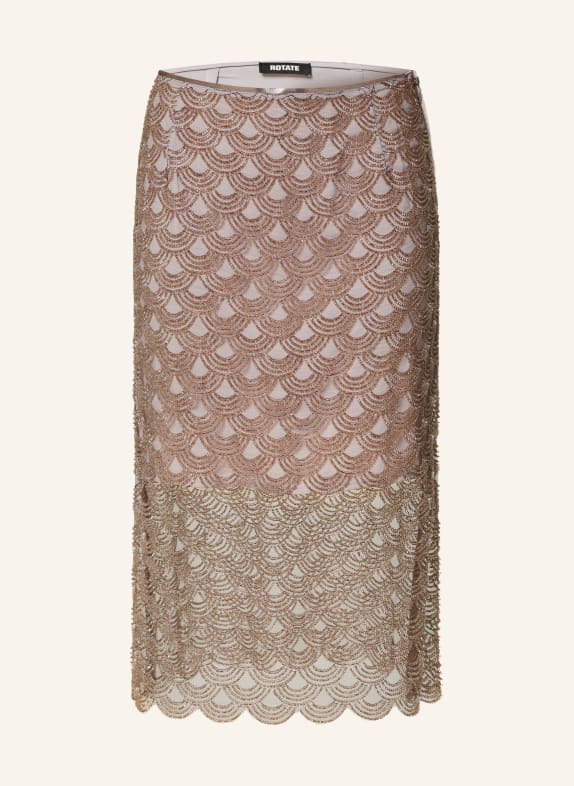 ROTATE Mesh skirt with decorative beads TAUPE
