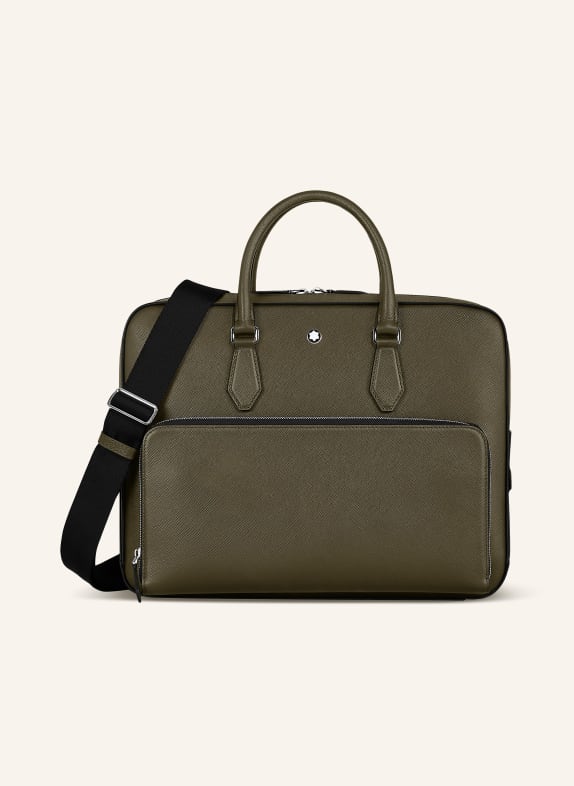 MONTBLANC Taška na notebook Saffiano SARTORIAL KHAKI / STŘÍBRNÁ / ČERNÁ