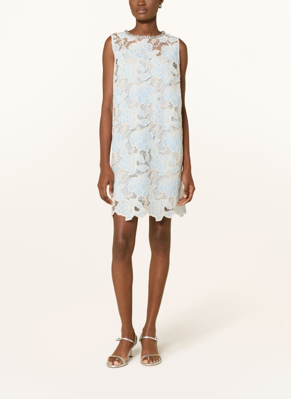 SUNCOO Spitzenkleid CERISE mit Schmucksteinen HELLBLAU / ECRU