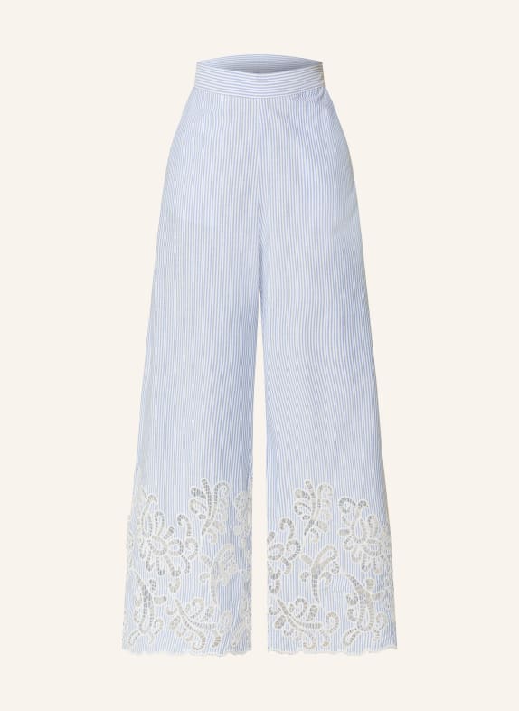 SUNCOO Kalhoty JOSS s děrovanou krajkou TMAVĚ MODRÁ / BÍLÁ