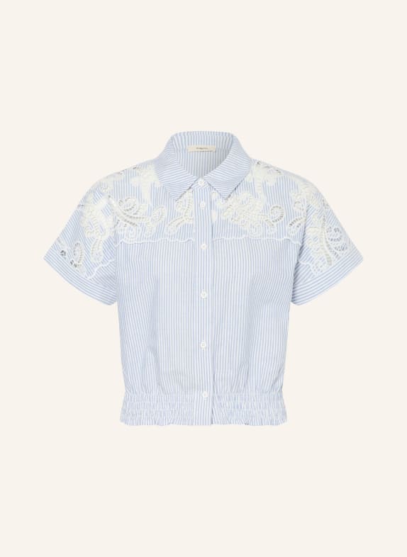 SUNCOO Košilová blůza LOIITA TMAVĚ MODRÁ / BÍLÁ