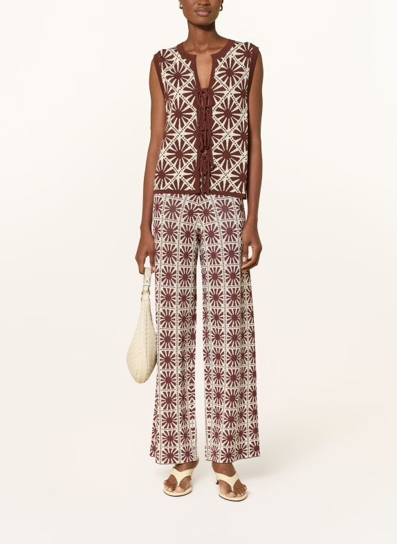 SUNCOO Strickweste GINEA BRAUN / WEISS