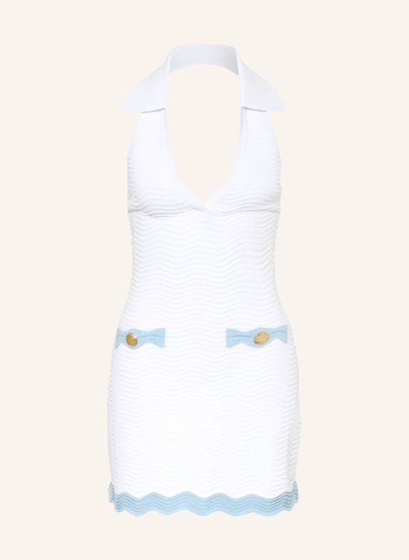 RETROFÊTE DORIANNE knit dress with glitter yarn WHITE / LIGHT BLUE