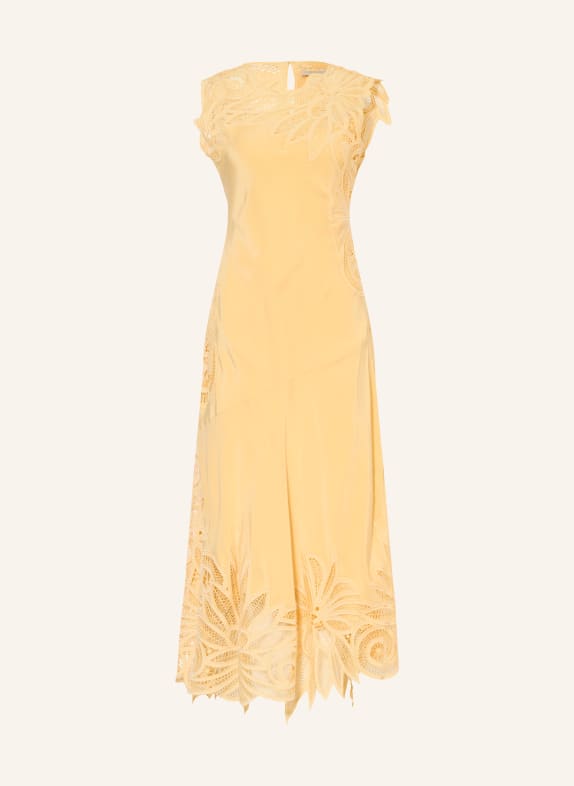 ULLA JOHNSON Kleid IDRA aus Lochspitze GELB