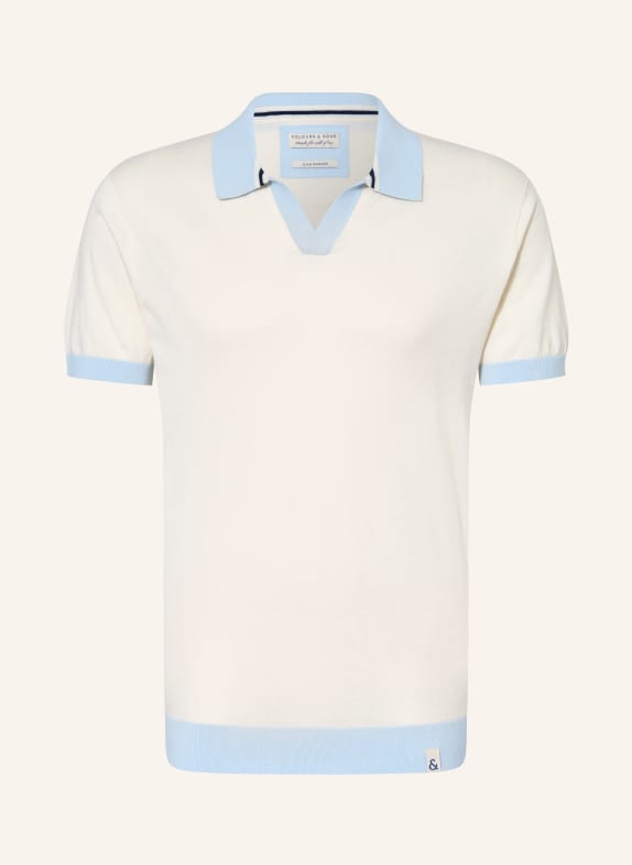 COLOURS & SONS Dzianinowa koszulka polo KREMOWY / JASNONIEBIESKI