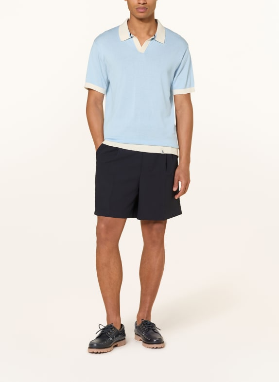 COLOURS & SONS Gebreid poloshirt LICHTBLAUW / WIT