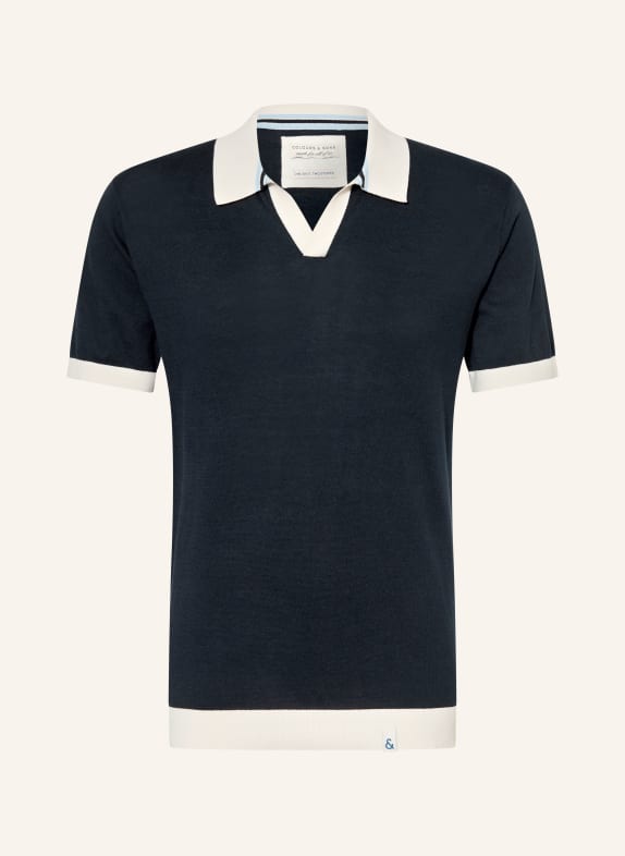 COLOURS & SONS Dzianinowa koszulka polo GRANATOWY / BIAŁY