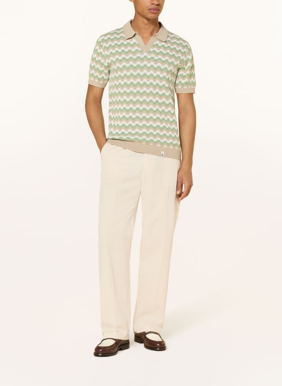 COLOURS & SONS Gebreid poloshirt BEIGE / CRÈME / GROEN