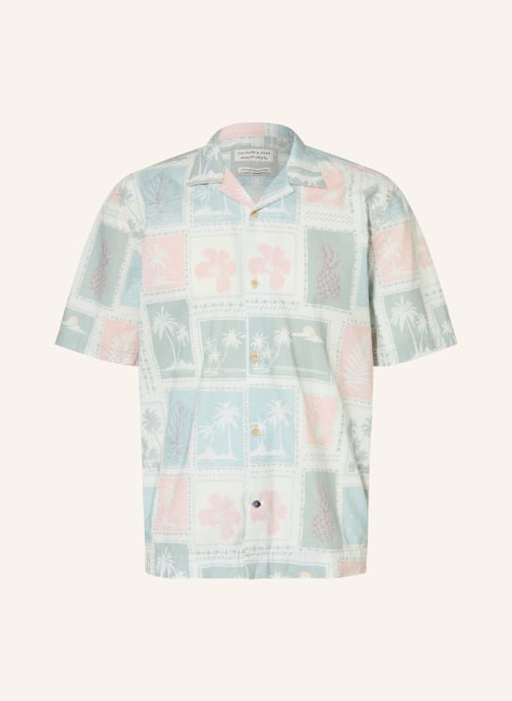 COLOURS & SONS Resorthemd POSTCARDS Regular Fit HELLGRÜN / HELLROSA