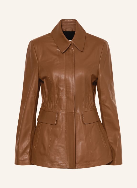 NOUR HAMMOUR Kožená bunda WELLS HNĚDÁ