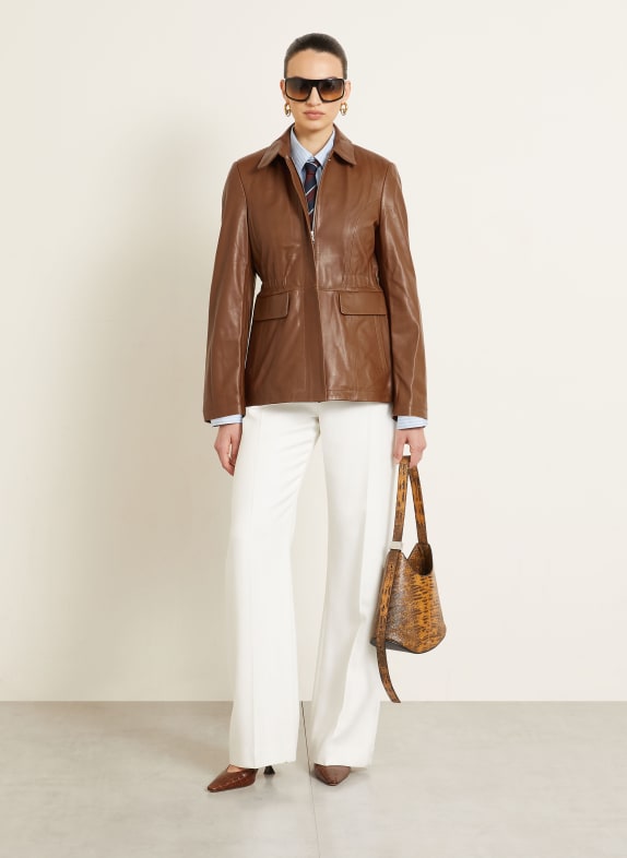 NOUR HAMMOUR WELLS Leather Jacket BROWN