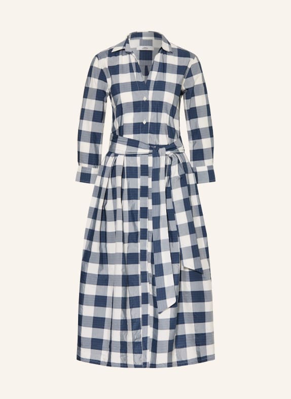 0039 ITALY JULENE shirt dress with 3/4 sleeves DARK BLUE / BLUE GRAY / WHITE