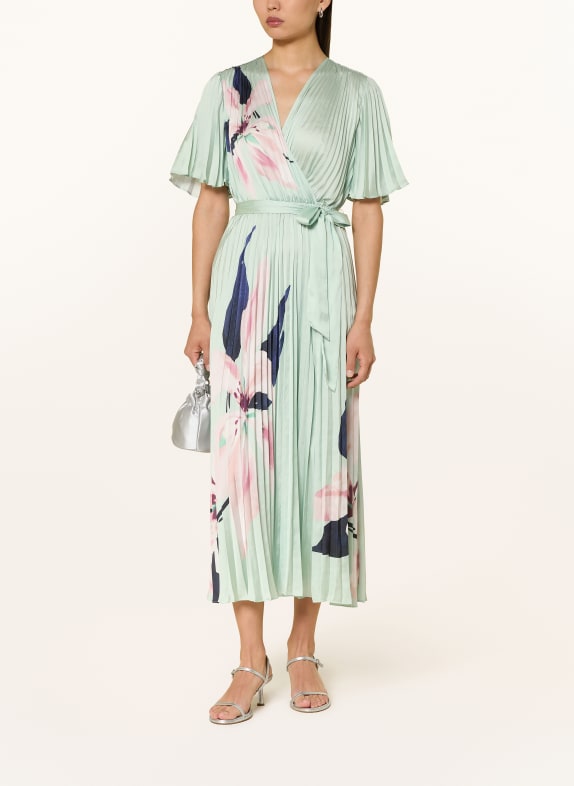 Joseph Ribkoff SIGNATURE Plisseekleid in Wickeloptik MINT / ROSA / DUNKELBLAU