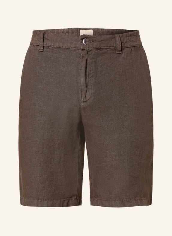 BRAX Szorty lniane CIEMNOBRĄZOWY