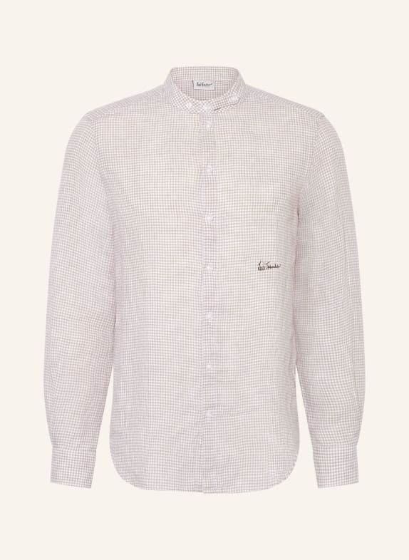 Luis Trenker Chemise en lin LUBERNET coupe classique avec col montant MARRON CLAIR / BLANC