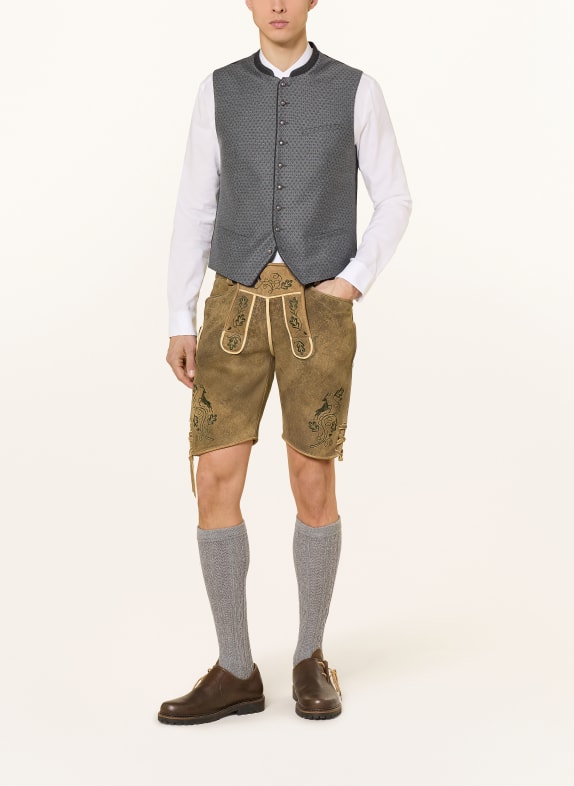 Hammerschmid Vestă tradițională PETER Slim Fit GRI / GRI ÎNCHIS / NEGRU