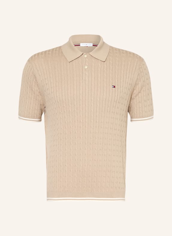 TOMMY HILFIGER Strick-Poloshirt HELLBRAUN