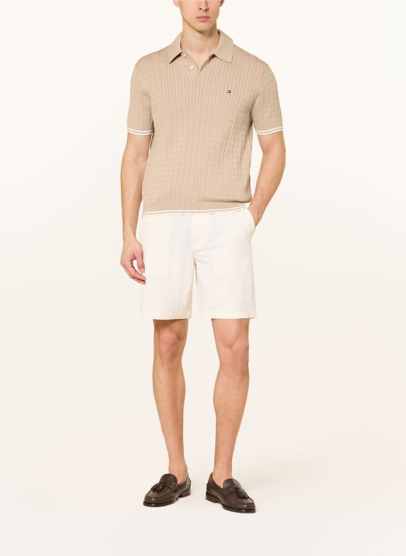 TOMMY HILFIGER Strick-Poloshirt HELLBRAUN